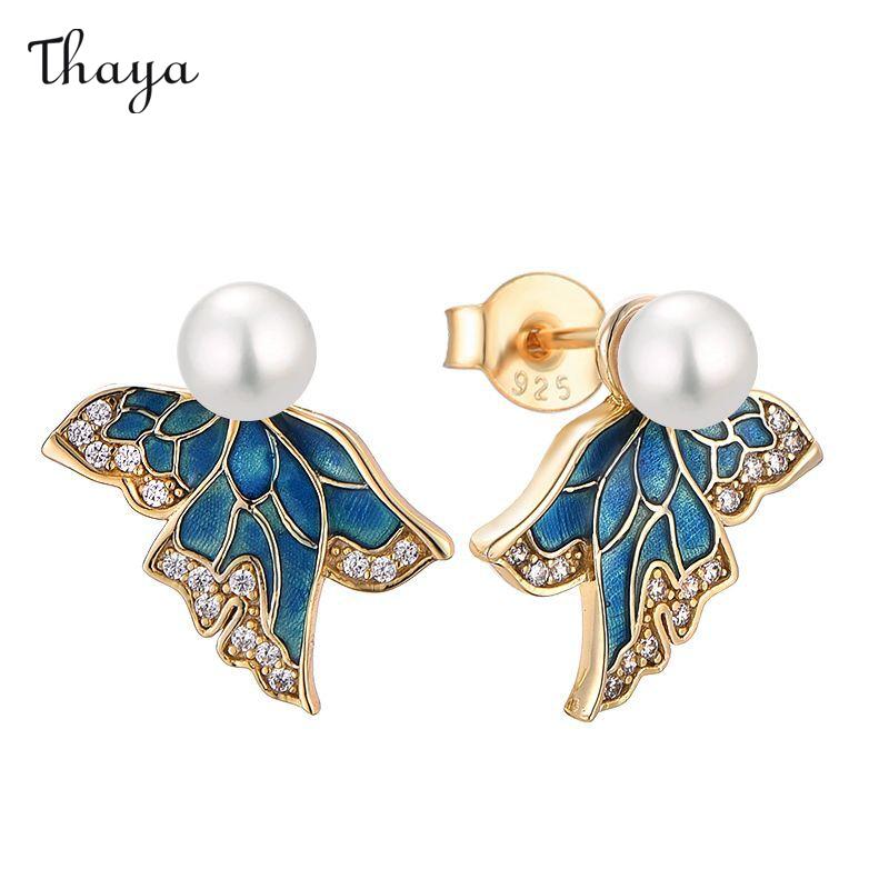 Thaya S925 Silver Leaf Pearl Earrings