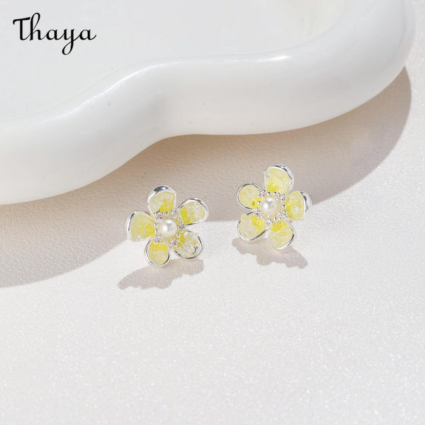 Thaya S925 Silver Yellow Flower Stud Earrings