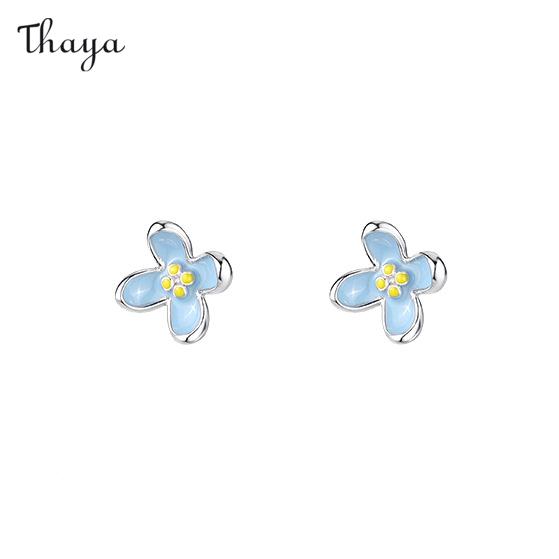 Thaya S999 Silver Lilac Flower Earrings