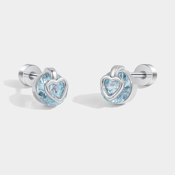 Thaya Broken Ice Blue Ocean Heart Stud Earrings