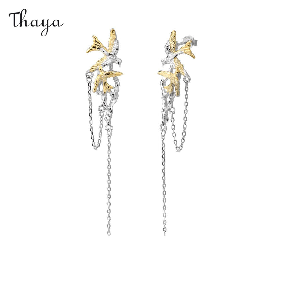 Boucles d'oreilles pendantes en argent S925 Thaya en forme d'hirondelle