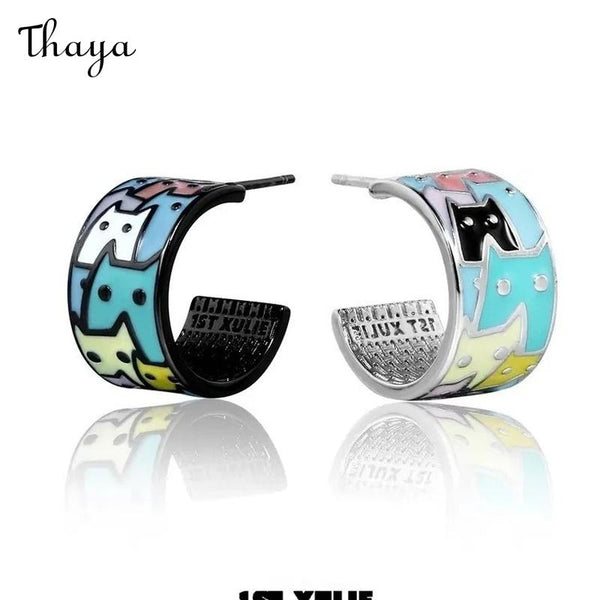 Thaya Sweet Cool Cat  Hoop Earrings