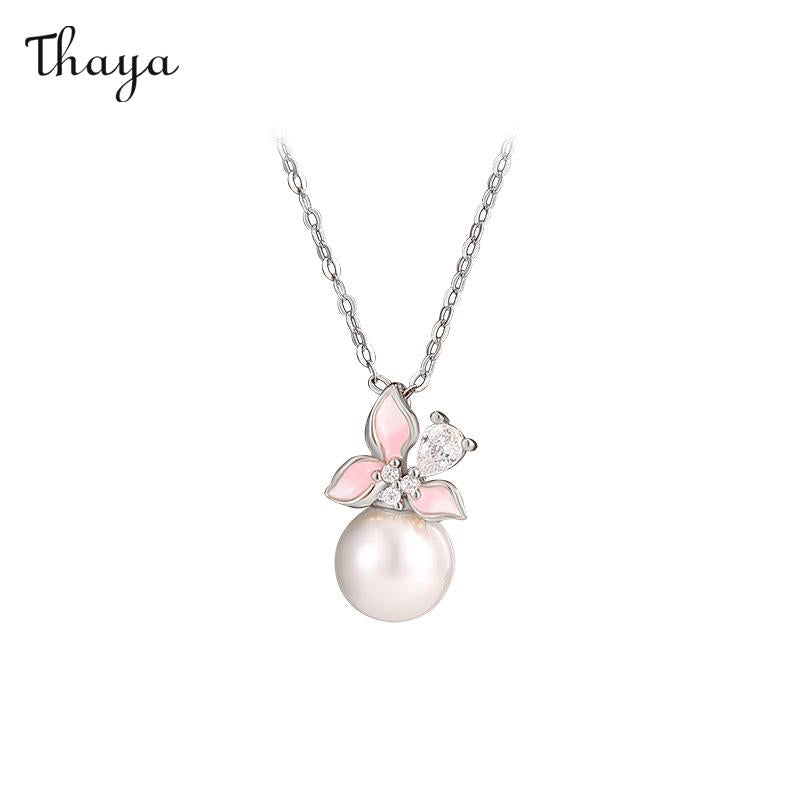 Collier et boucles d'oreilles en argent 925 avec perles de lys gracieuses de Thaya