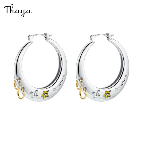 Thaya Gold Silver Two-tone Starry Sky Ear Hoop