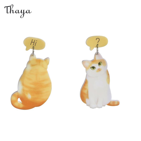 Thaya Cat & Butterfly Dangle Earrings