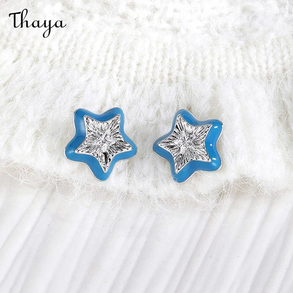 Thaya Star Zircon Blue Stud Earrings