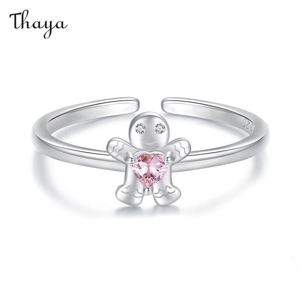 Thaya 925 Silver Christmas Gingerbread Man Ring