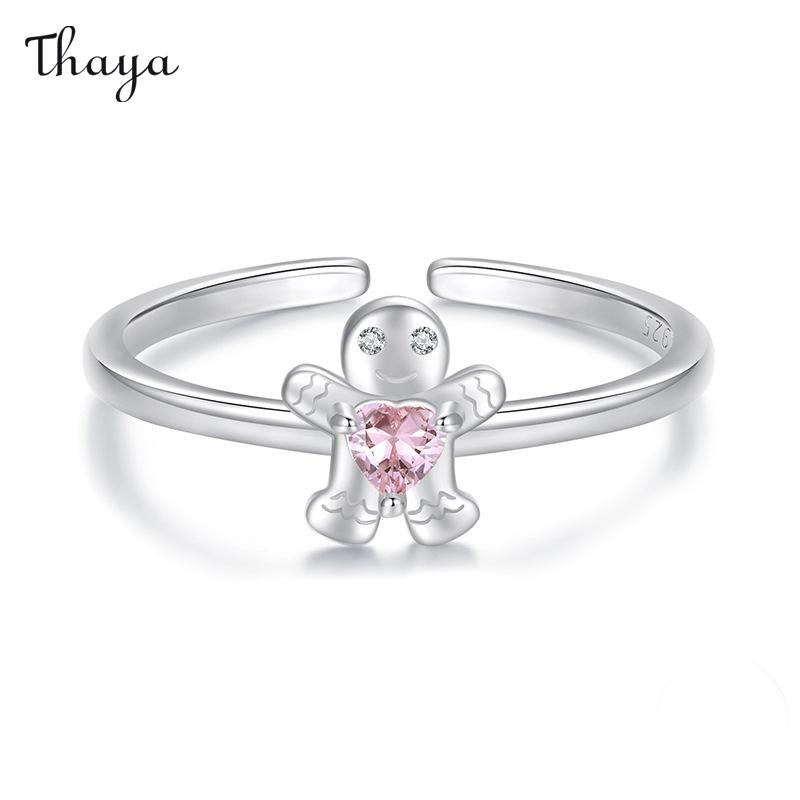 Thaya 925 Silver Christmas Gingerbread Man Ring
