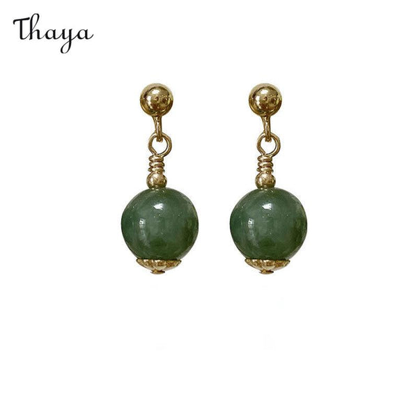 Boucles d'oreilles boules de jade en argent 925 Thaya