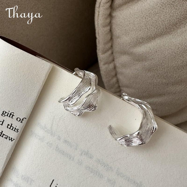 Thaya S925 Silver Irregular Texture Earrings