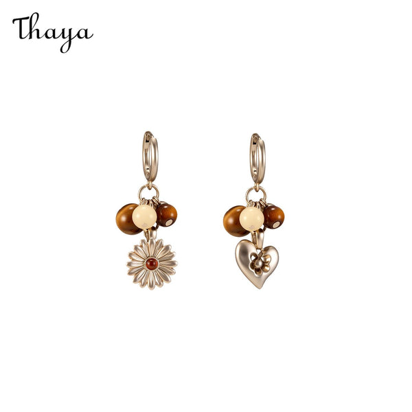 Thaya Daisy French Retro Asymmetrical Earrings