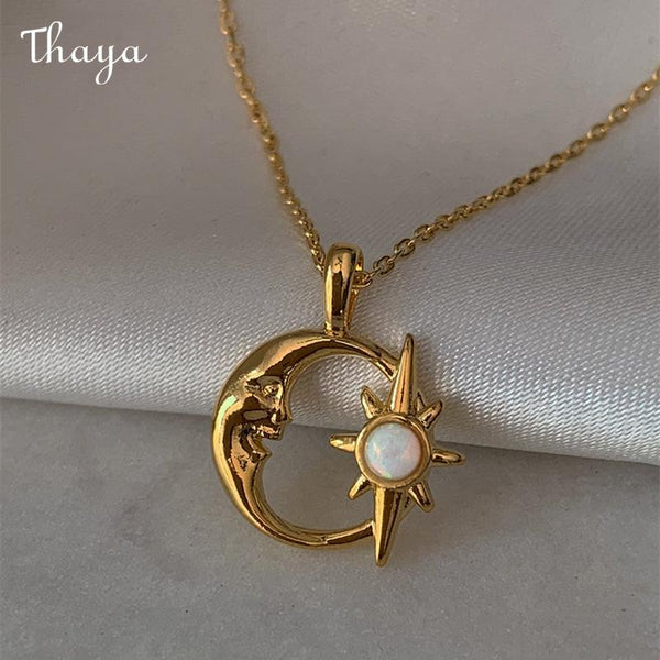 Thaya Moon and Star Pendant Necklace