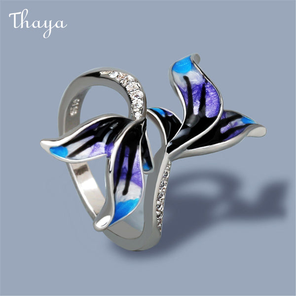 Thaya Enamel Purple Flower Ring