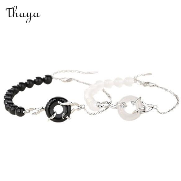 Thaya Obsidian Peace Buckle Couple Bracelets