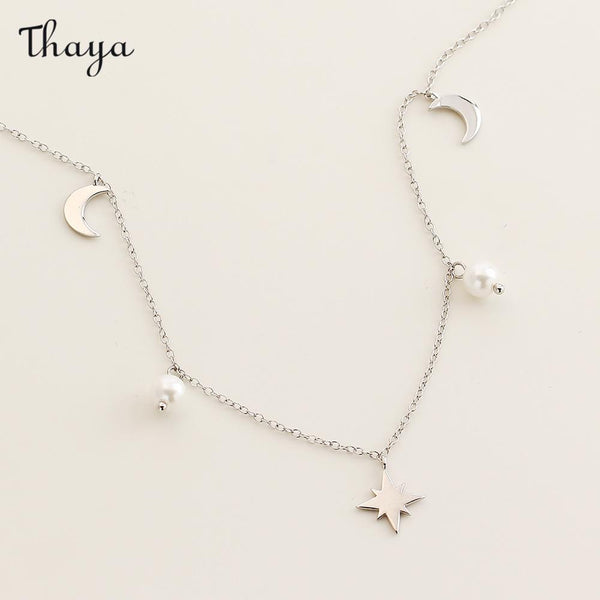 Thaya Star, Moon & Pearl Necklace