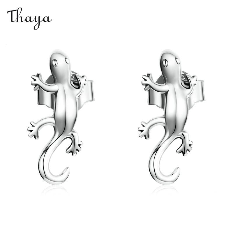 Boucles d'oreilles simples et créatives en argent 925 Thaya Gecko