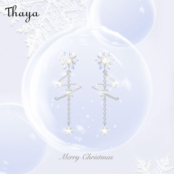 Thaya S925 Silver Aurora Fantasy Tassel Snowflake Christmas Earrings