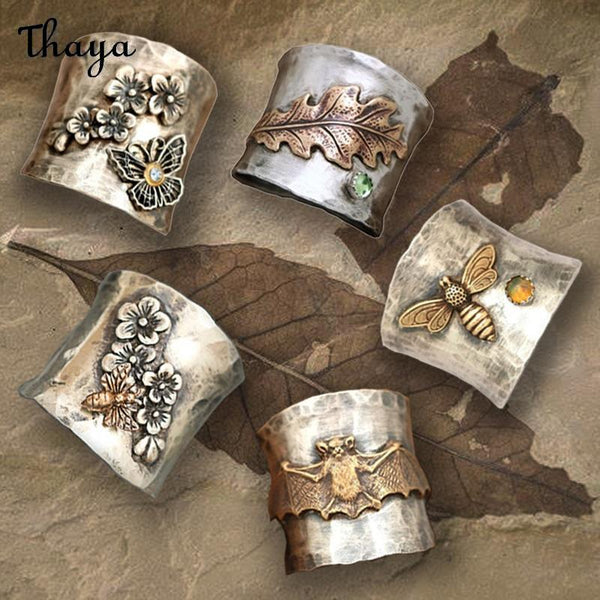 Thaya Assorted Bee Butterfly Flower Leaf  Rings