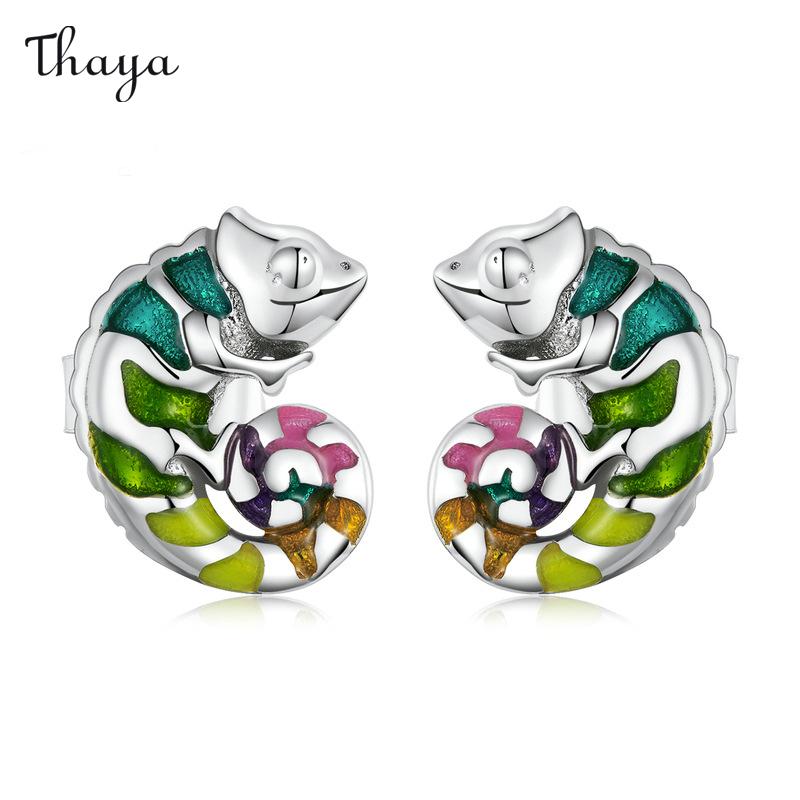 Boucles d'oreilles caméléon en argent 925 de Thaya
