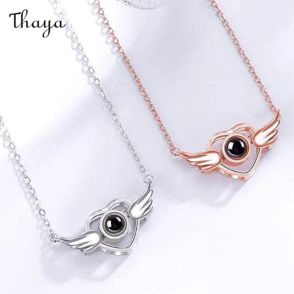 Thaya Personalized Wings of Serenity Photo Necklace