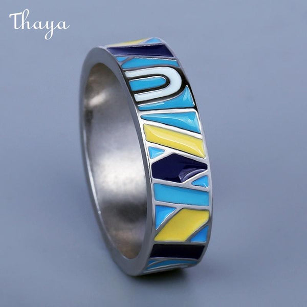 Thaya Enamel Retro Classic Irregular Colorful Letter Graffiti  Ring