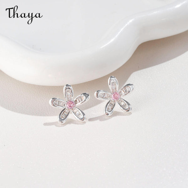 Thaya S925 Silver Flower Zircon Earrings