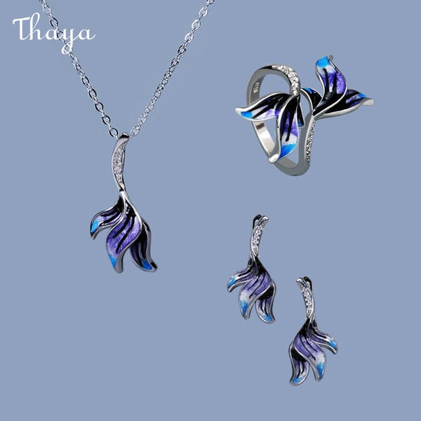 Thaya Beautiful Purple Flower Jewelry Set