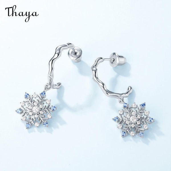 Thaya S925 Silver Christmas Snowflake Drop Earrings