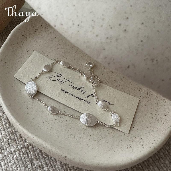 Thaya S925 Silver Brushed Oval Bracelet