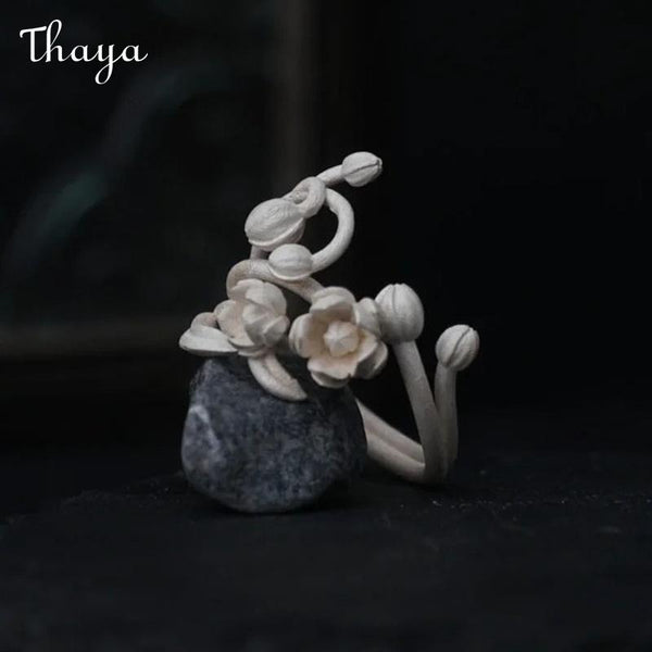 Thaya S925 Silver  Retro Three-Dimensional  Jasmine Flower Ring