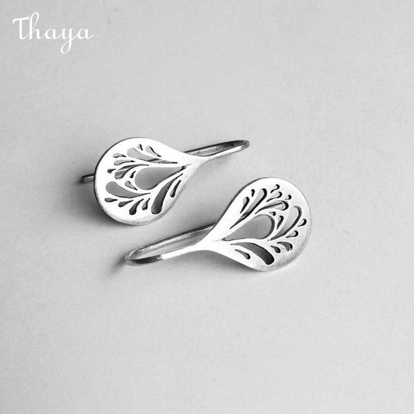Thaya Delicate Leaf Pattern Drop Earrings