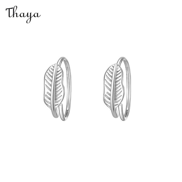 Thaya 925 Silber Blatt Feder Ohrringe