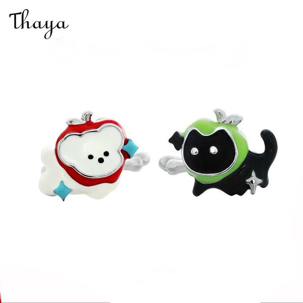 Thaya Cute Apple Cat and Dog Paradise Earring
