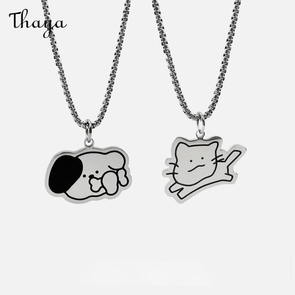 Thaya Cartoon Kitten and Puppy Necklace