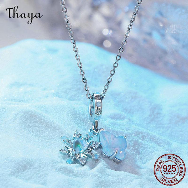 Thaya S925 Silver Christmas Snowflake Butterfly Pendant Necklace