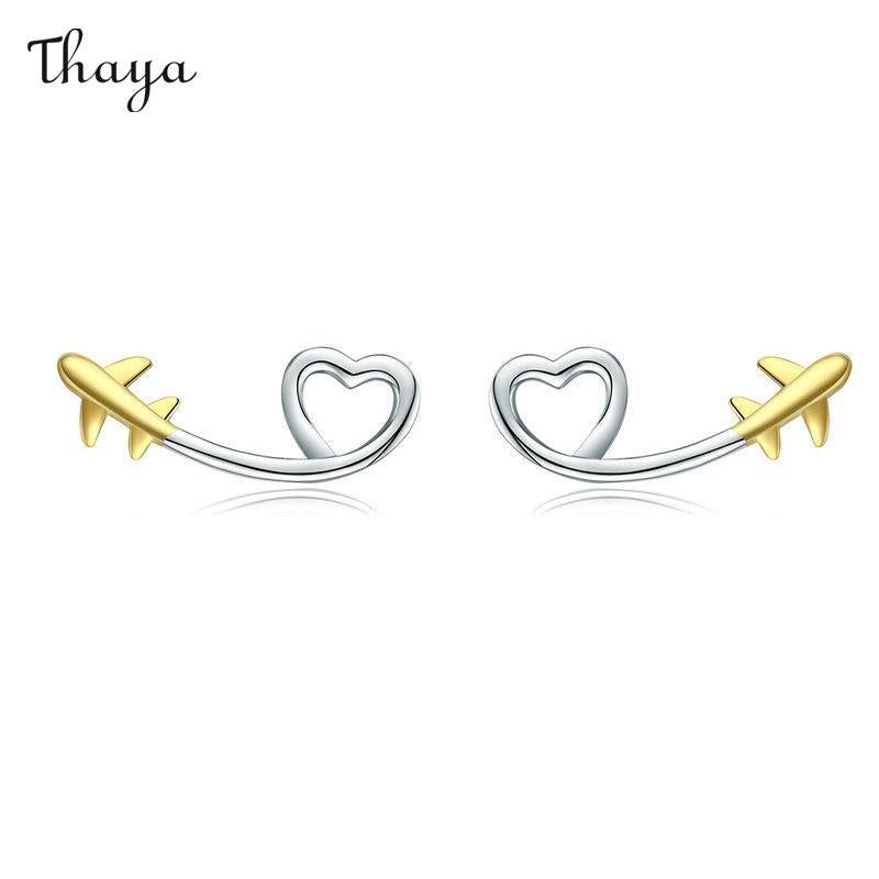 Boucles d'oreilles élégantes en argent 925 Thaya en forme d'avion
