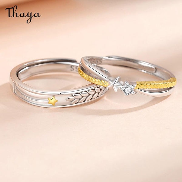 Thaya 999 Sterling Silver Share Love With You Wheat  Couple Rings