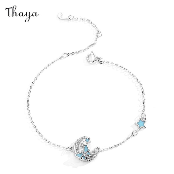 Thaya S999 Silver Luminous Butterfly Moon Bracelet