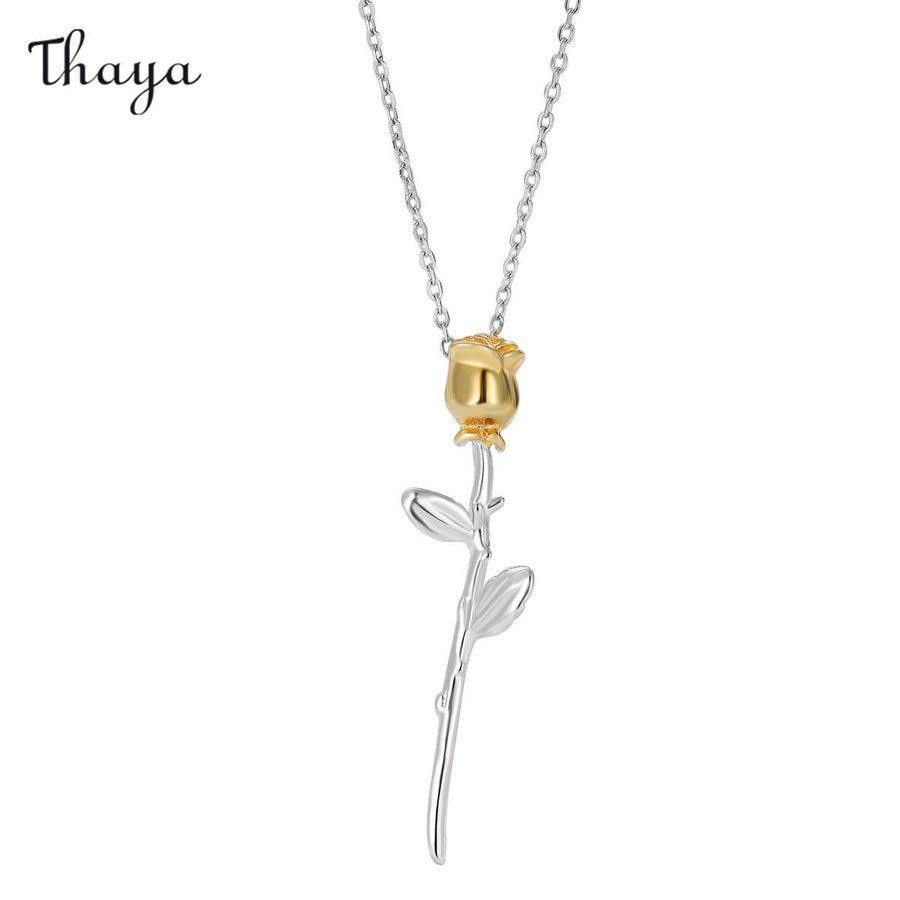 Collier Thaya en argent 925 avec bouton de rose élégant