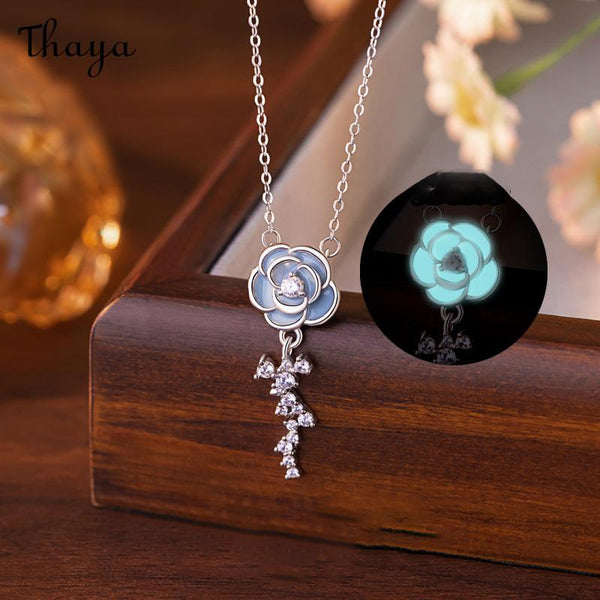 Thaya S925 Silver Luminous Enamel Rose  Necklace