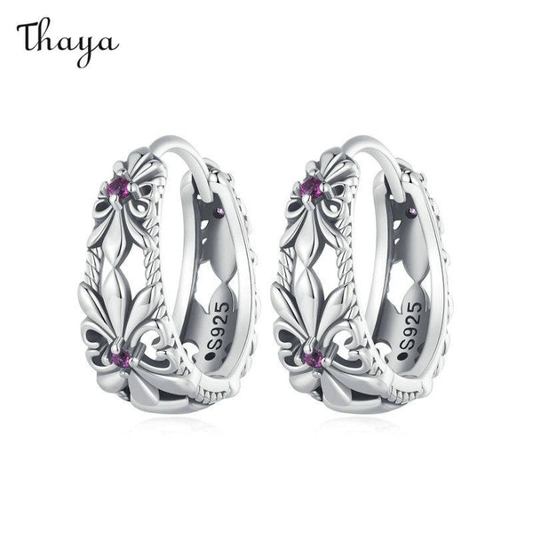 Thaya 925 Silver Mysterious Purple Iris Earrings