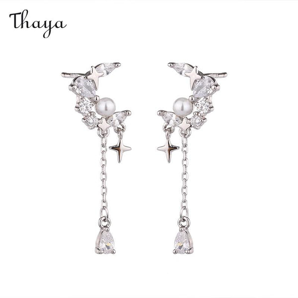 Thaya 999 Silver Romantic Pearl Drop Tassel  Earrings