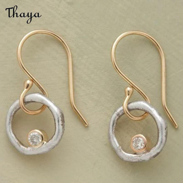 Thaya Circle Drop Earrings with Gem Accent