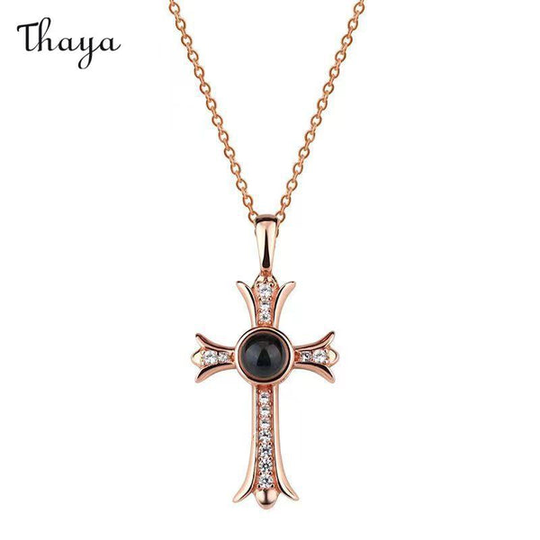 Thaya Personalized Divine Cross Photo Necklace