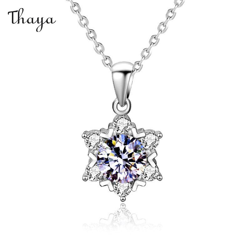 Thaya 925 Silver 1 Carat Moissanite Frosty Crystal Necklace