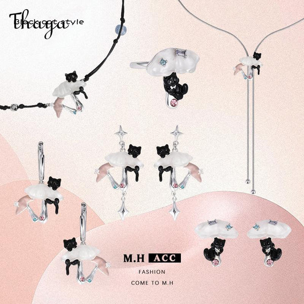 Thaya Black Cat Mushroom Jewelry Set