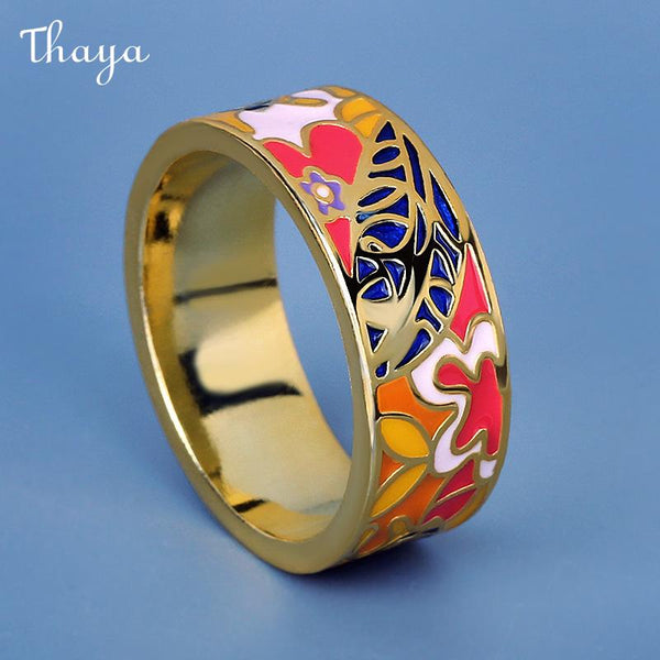 Thaya Geometric Colorful Epoxy Enamel  Ring