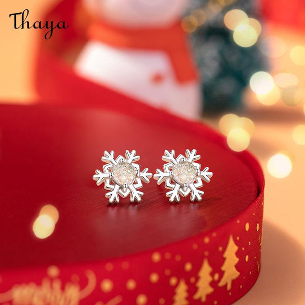Thaya S925 Silver Christmas Snowflake Stud Earrings