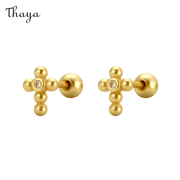 Thaya Cross Stud Earrings