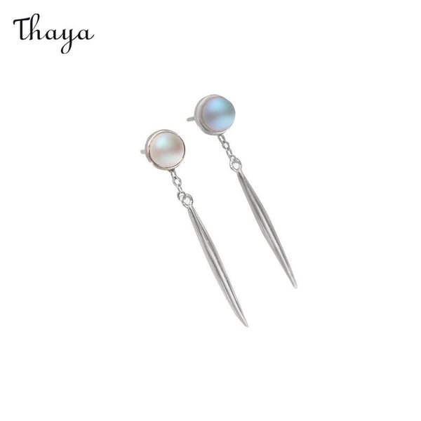Thaya 925 Silver Missing Thorn Geometric Moonstone Earrings